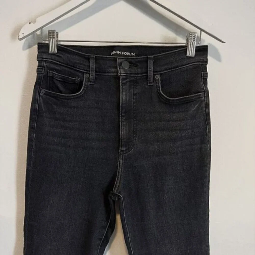 Aritzia Denim Forum The Lola High Rise Skinny Crop Raw Hem  Washed Black Jeans - Picture 4 of 7